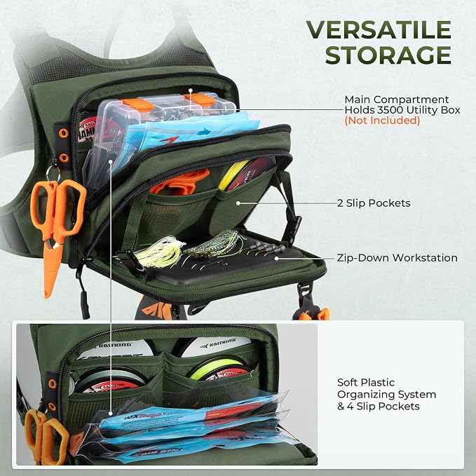 KastKing Bait Boss Water-Resistant Fishing Chest Pack - Image 2