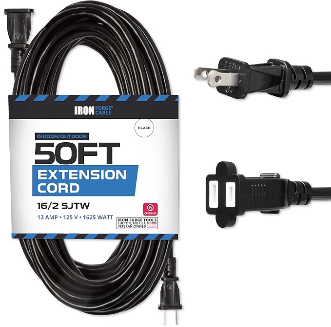 Iron Forge Cable 50 Ft Black Extension Cord, 50 Foot Extension Cord by IronForgeCable