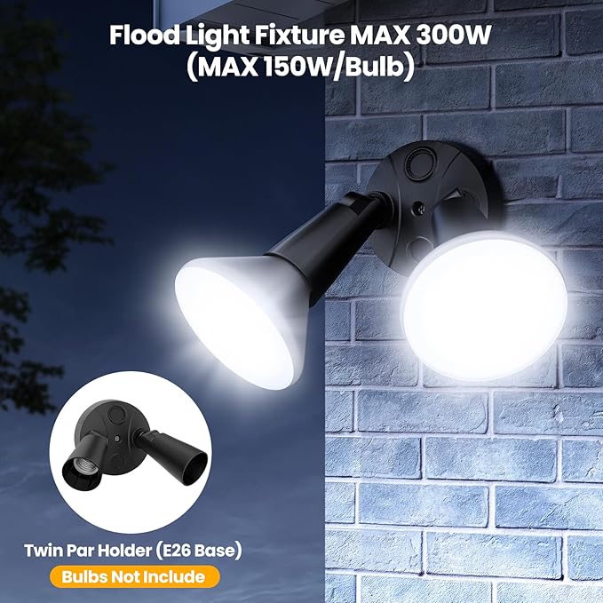 Onforu 2-Pack Adjustable Twin PAR Holder, Outdoor Flood Light Fixture Max 300W - Image 3