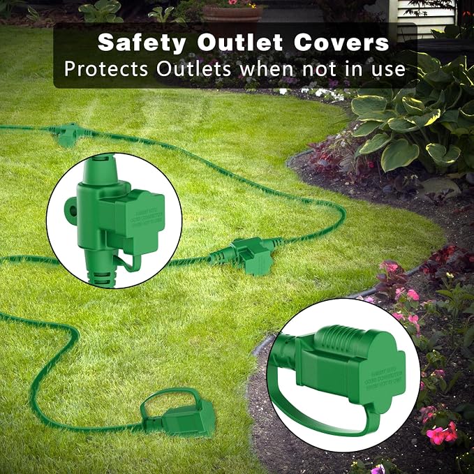 K KASONIC - Outdoor Extension Cord 25 FT, Evenly Spaced 3 Outlets Plugs - Image 5