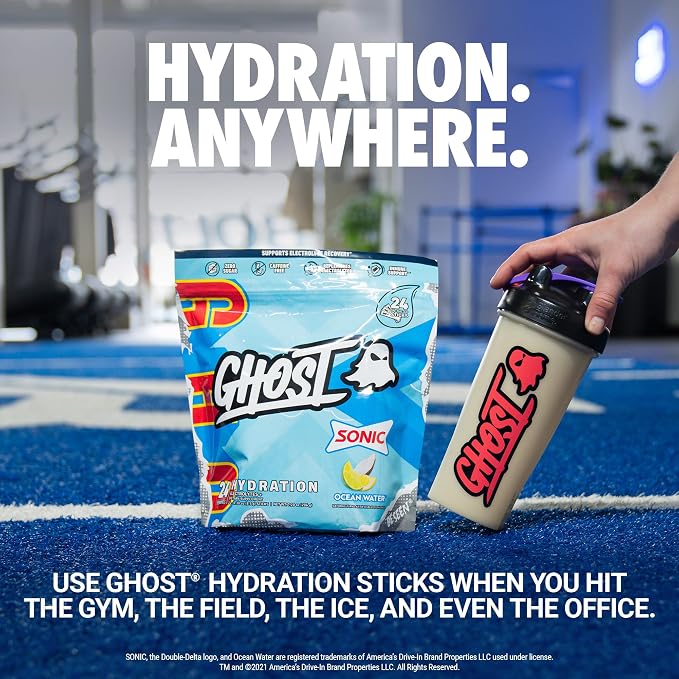 GHOST Hydration Packets, Sonic Ocean Water, 24 Sticks, Electrolyte Powder - Image 2