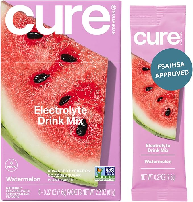 Cure Hydration | Plant-Based Electrolyte Drink Mix | No Added Sugar | FSA-HSA | by CureHydration