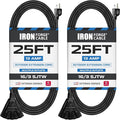 Iron Forge Cable 2 Pack 25 Ft Black Extension Cord by IronForgeCable