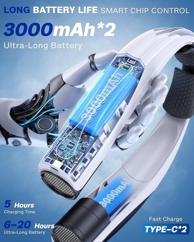 Portable Neck Fan - 6000mAh Battery Hands Free Personal Fan - Image 4