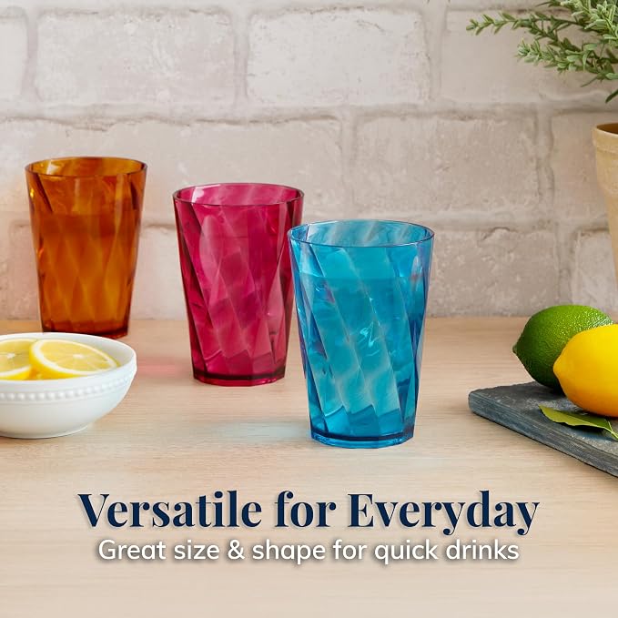 US Acrylic Optix Mini Plastic Reusable Drinking Glasses 8oz Juice Cups in Jewel - Image 3