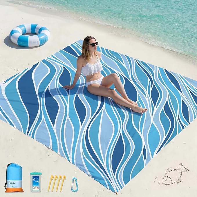 Famstar Beach Blanket Oversized Extra Large 78" X 81", Waterproof Sandproof by Famstar