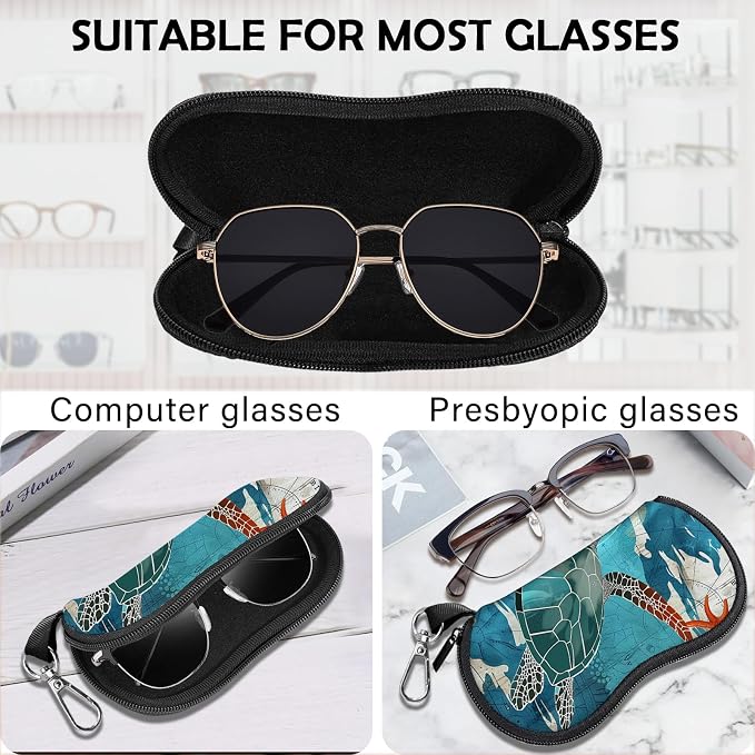 Glasses Case Sunglasses Eyeglass Soft Case Zipper Light Neoprene Pouch - Image 3