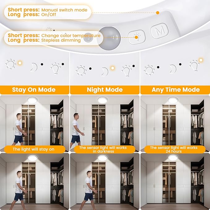 SunRider 2-Pack Rechargeable Motion Sensor LED Ceiling Light - Image 3