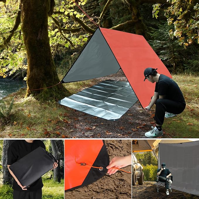 RedSwing 4 Pack Emergency Blankets, Waterproof Survival Thermal Tarp - Image 7