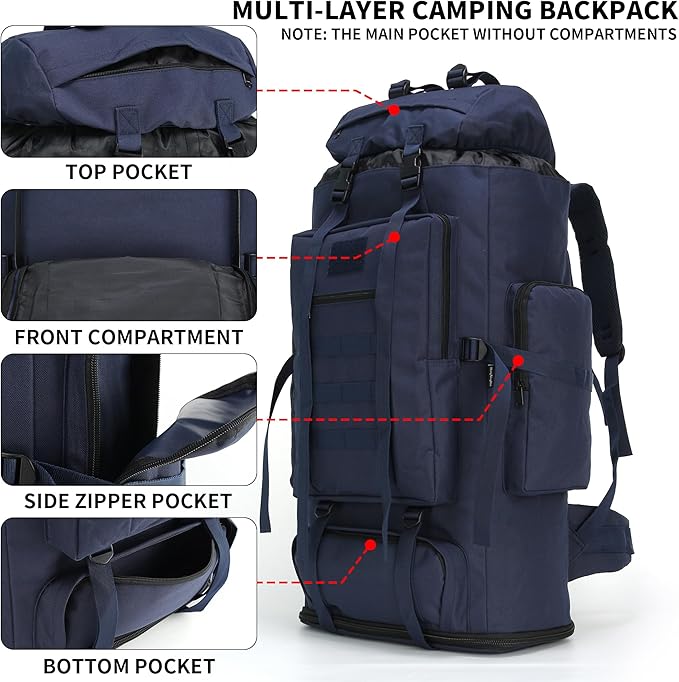 Hiking Backpack for Men 70L/100L Camping Backpack Military Rucksack Molle 3 - Image 3