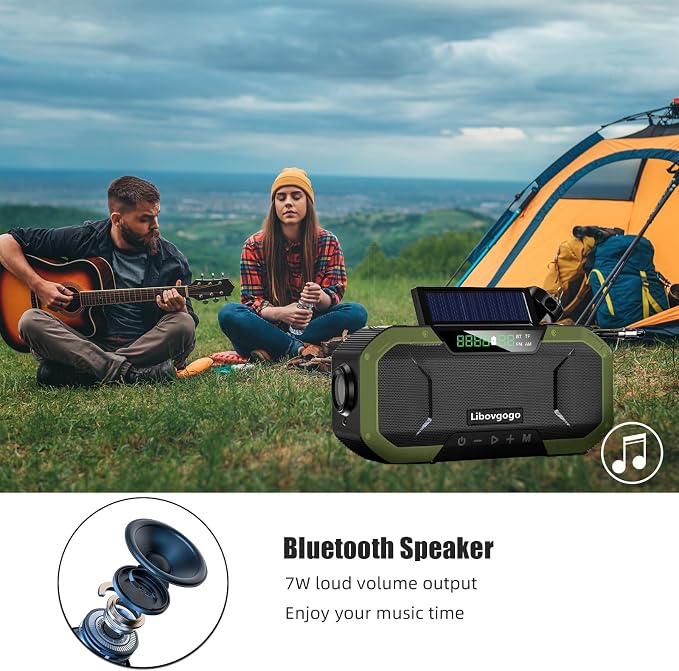 Emergency Radio Waterproof Bluetooth Speaker, Portable AM FM Radio - Image 5