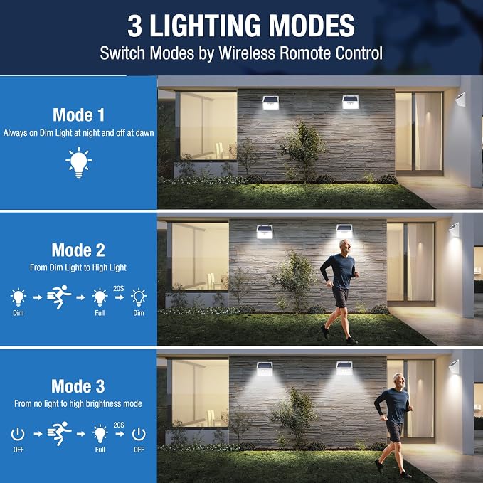 Peasur Solar Lights Outdoor Waterproof, 3 Lighting Modes Motion Sensor Ultra - Image 3