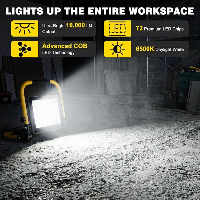 LED Work Light 10000 Lumens, Portable Work Light - Image 2