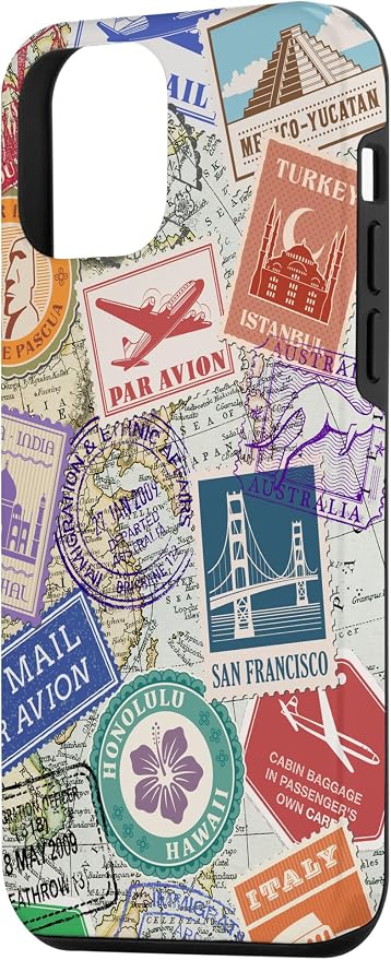 World Map Travel Passport Stamps Postage Stamp Case - Image 2