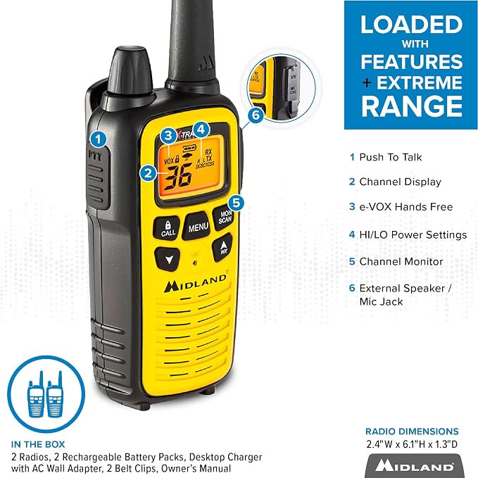 Midland - LXT600VP3 Long Range Walkie Talkie - FRS Two-Way Small Business Radio - Image 4