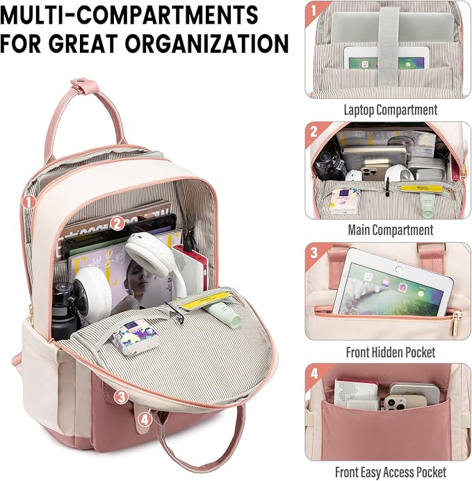 LOVEVOOK Laptop Backpack for Women, 15.6 Inch Laptop Bag - Image 2