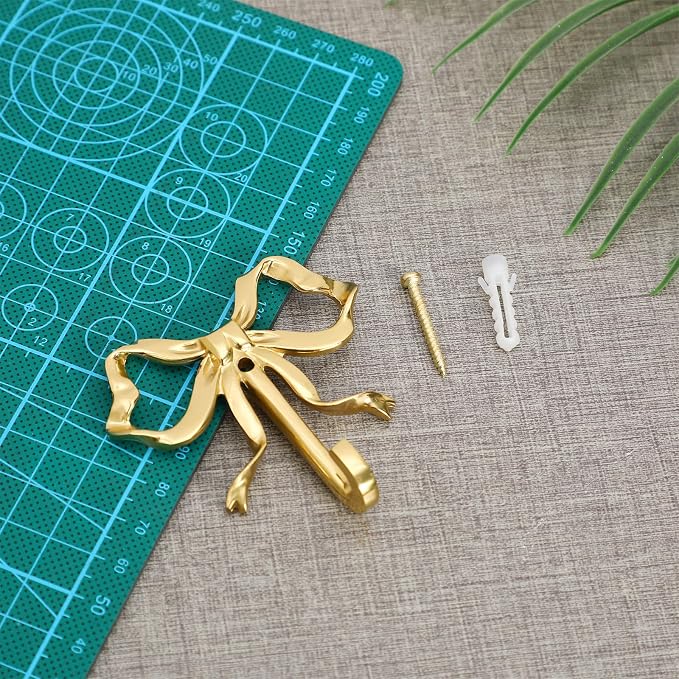 MAGICLULU Gold Coat Hook Bow Wall Hooks Brass Hanging Hook Multi-Purpose Door - Image 9