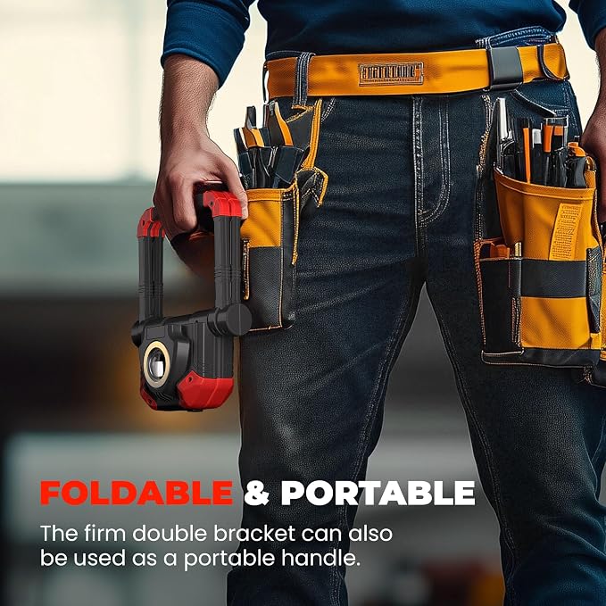 YZONI LED Work Light Rechargeable, 2 COB 2500LM Folding Portable Flood Light - Image 7