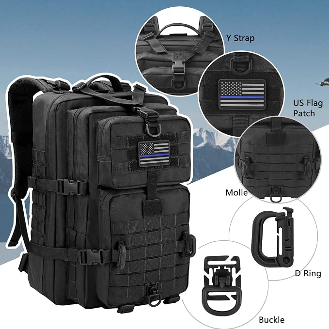 Hannibal Tactical MOLLE Assault Backpack, Tactical Backpack Military Army - Image 4