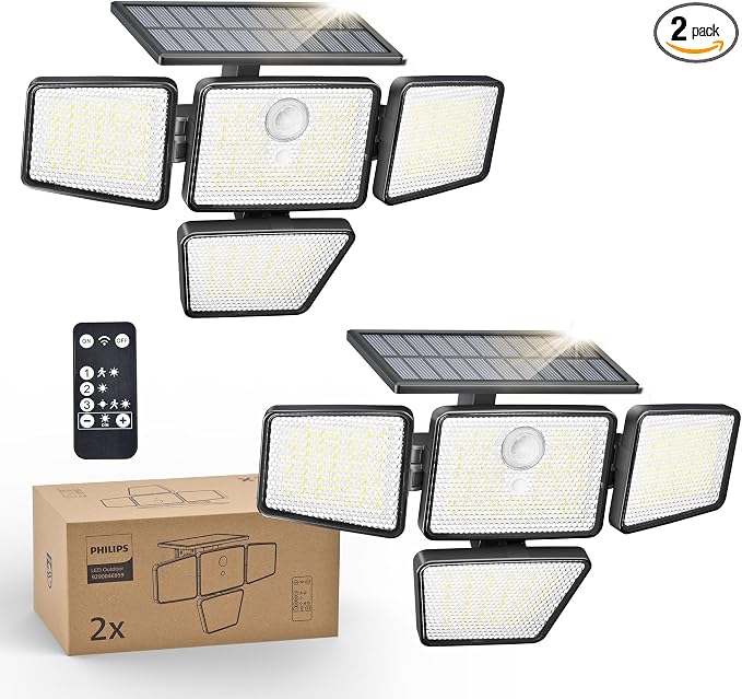 Philips Solar Security Light Outdoor, 196 LED Wall-Mounted Flood Light w/PIR by PhilipsLightingLED