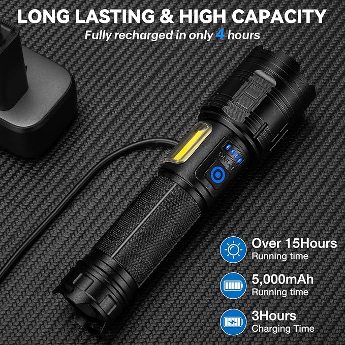 Flashlight Rechargeable 99, 000 High Lumen - Image 3