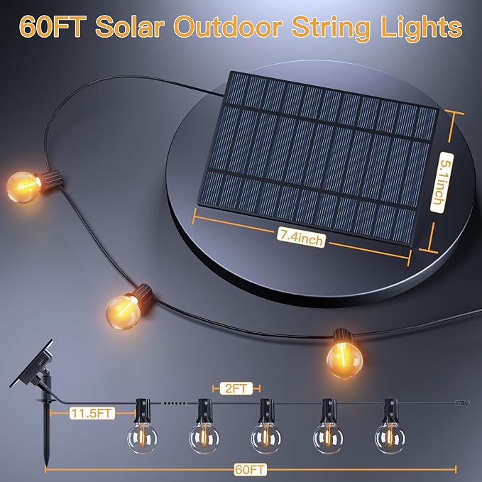 Ollny 60FT Solar Lights Outdoor, Waterproof Remote Control Dimmable Timers - Image 6