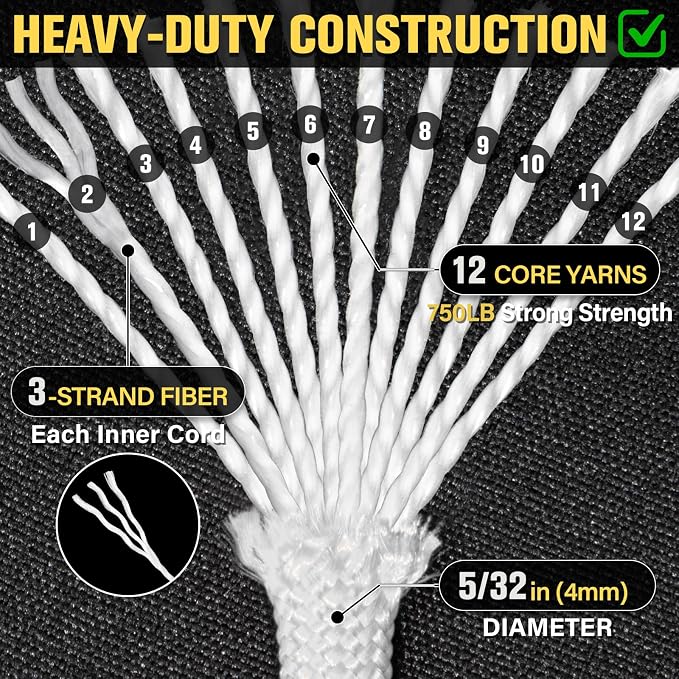 Paracord Rope 750 lb - 200ft 5/32" Parachute Cord 4MM 12-Strand para Cord - - Image 3