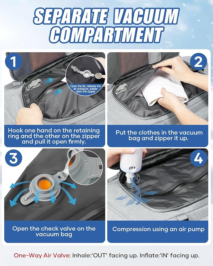 Ski Boot Bag Backpack for Helmet, 70L Waterproof Vacuum Backpack Travel - Image 3