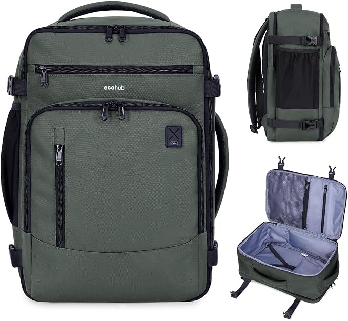 ECOHUB 17" Small Travel Backpack, United Airlines Personal Item Bag 17x10x9 by ECOHUB