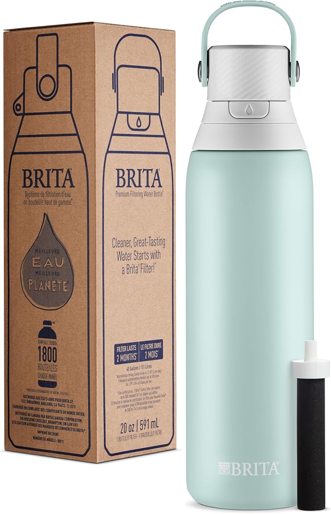 Brita Stainless Steel Premium Filtering Water Bottle, Replaces 300 Plastic - Image 11