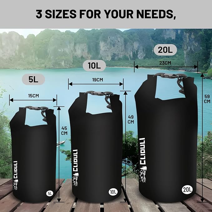 Waterproof Dry Bag, Roll Top Black Small Waterproof Backpack - Image 6