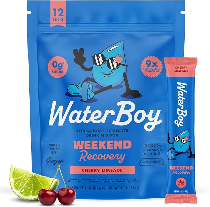 Waterboy Weekend Recovery | 3, 200mg Electrolyte Powder Packets | Ginger + by WaterBoy