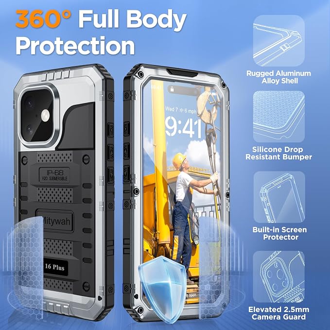 Mitywah Waterproof Case for iPhone 16 Plus, Shockproof Heavy Duty Case - Image 5