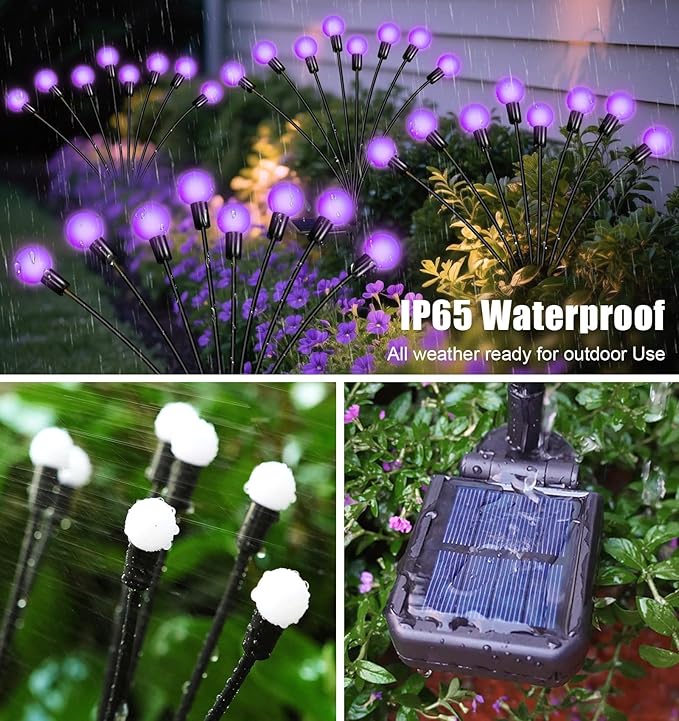 ZFNN Solar Garden Lights 16 LEDs, 2 Pack 8 Heads, Outdoor Waterproof, Swaying - Image 4