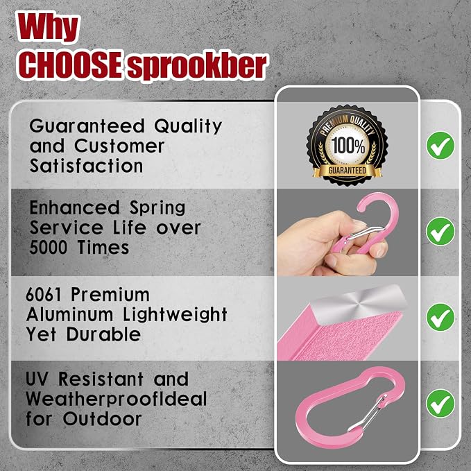 sprookber 2" Small Carabiner Clip, D Ring Caribeener, Spring Snap Hook - Image 6