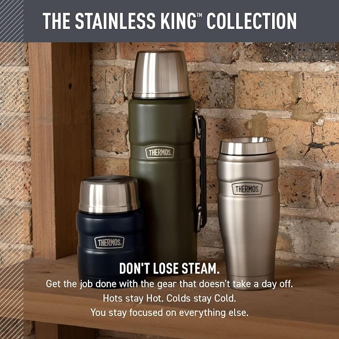THERMOS Stainless King Vacuum-Insulated Beverage Bottle, 40 Ounce, Rustic Red - Image 6