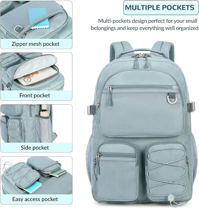 Lohol Multi-Pocket Backpack for School College Travel, Heavy Duty Big Bookbag - Image 6