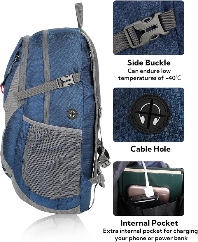 WATERFLY Lightweight Packable Hiking Backpack: 30L Foldable Travel Daypack - Image 4