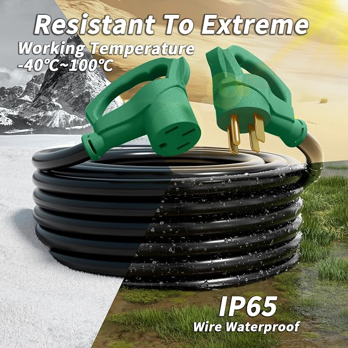 PlugSaf NEMA 14-50P/14-50R 75 FT 40 Amp RV/EV Extension Cord Outdoor - Image 6
