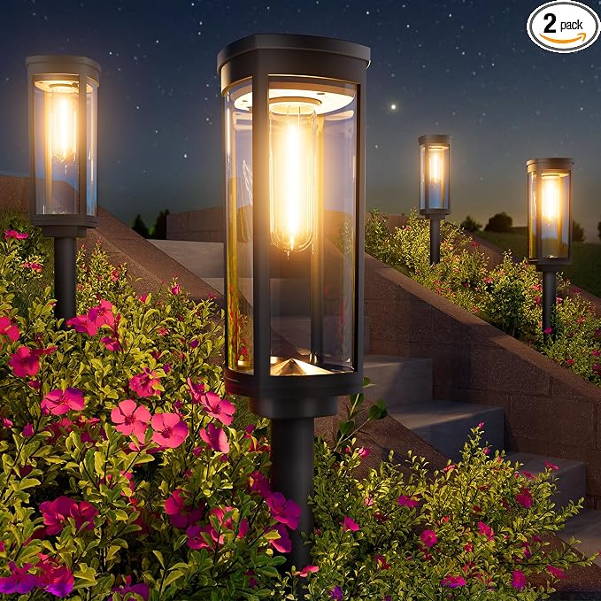BITPOTT Bright Solar Pathway Lights, 2 Pack Solar Lights Outdoor Waterproof IP65 by BITPOTT