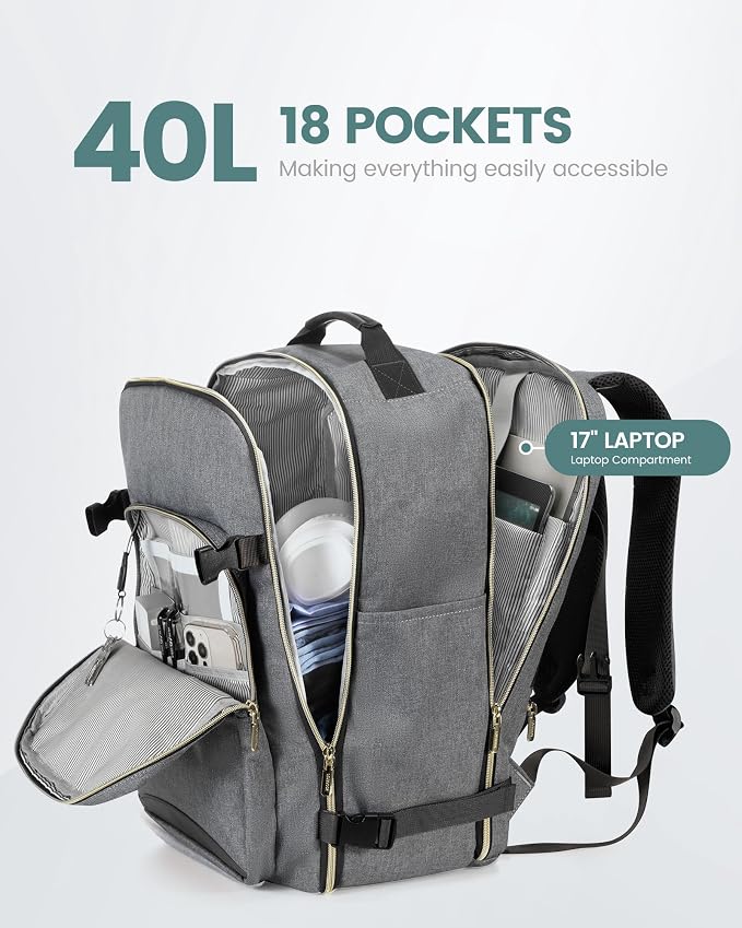 LOVEVOOK Travel Backpack for Women & Men 40L, Airline Approved Carry On - Image 3