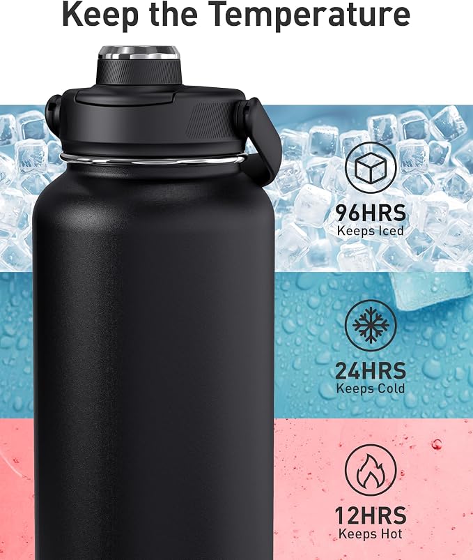 TOURIT 32 oz Insulated Water Bottle, Stainless Steel Sports Water Bottles - Image 3