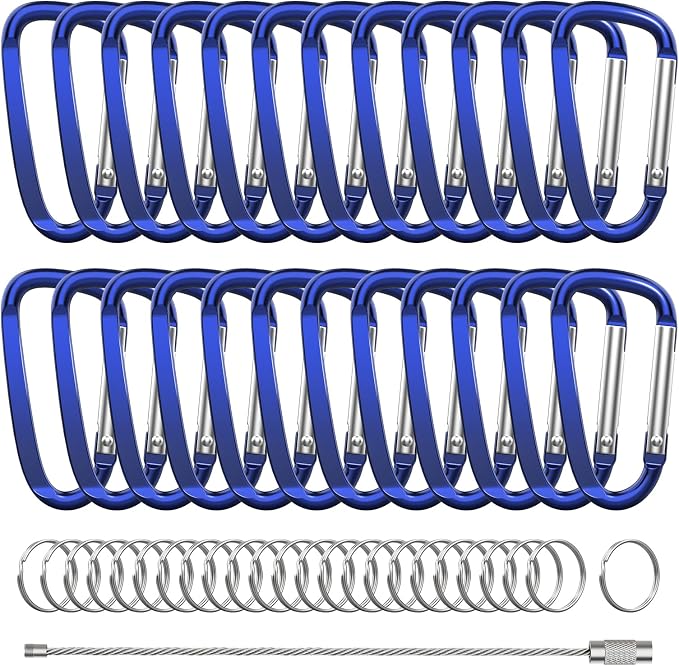 2.4" 24pcs Small Carabiner Clip Keychain, Aluminum D Ring Shape Clips - Image 7