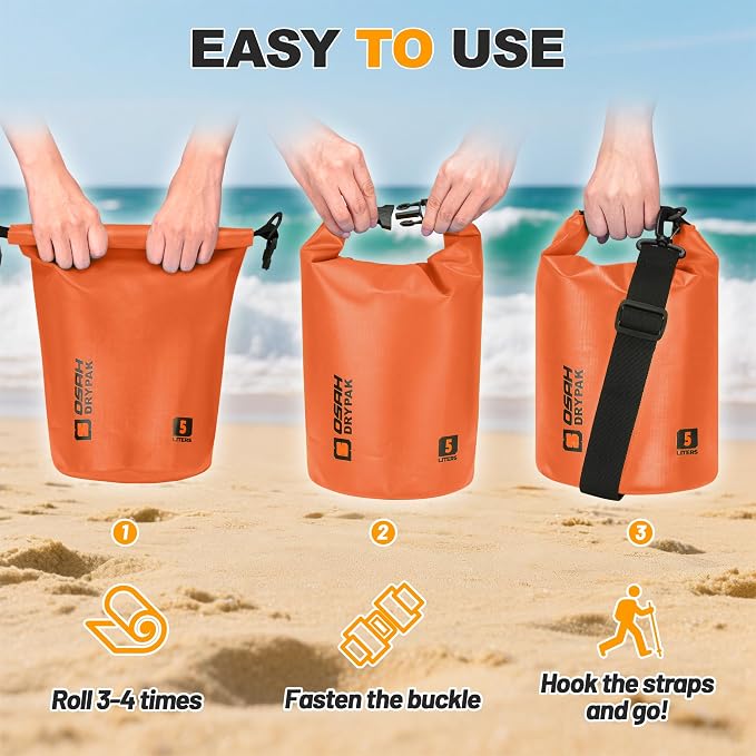 Waterproof Dry Bag, 5L/10L/20L/30L/40L Roll Top Lightweight Storage Backpack - Image 6