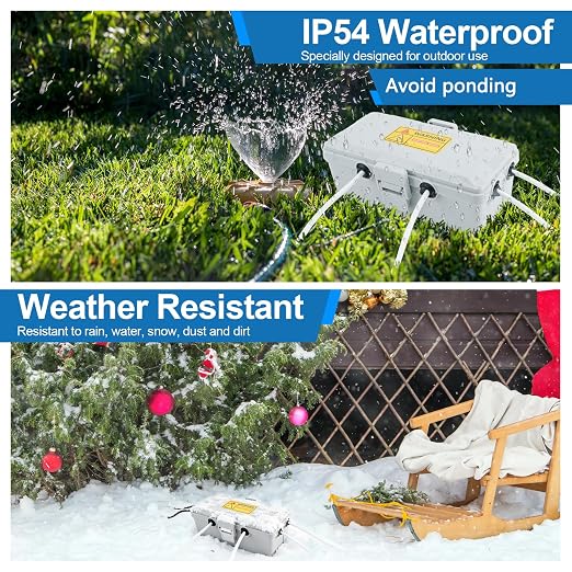 NineLeaf Outdoor Electrical Box, Weatherproof Connection Box w/6 Cable Entry - Image 3
