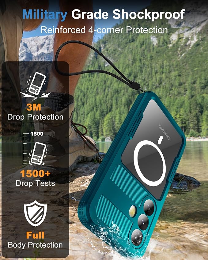 for Samsung Galaxy S25 Waterproof Case, Magnetic Heavy Duty Military Grade - Image 4