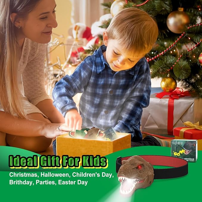 Nitigo Dinosaur Headlamp for Kids Flashlight Led Headlights Roar & Silent Mode - Image 3