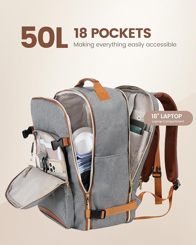 LOVEVOOK Travel Backpack for Women & Men 50L, Airline Approved Carry On - Image 3
