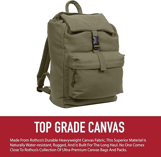 Rothco Canvas Daypack – Heavy-Duty Cotton Canvas Backpack - Image 4