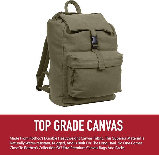 Rothco Canvas Daypack – Heavy-Duty Cotton Canvas Backpack - Image 3
